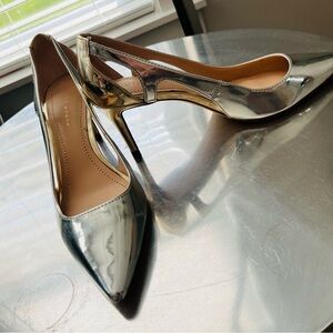 NWOT Mixed Metals Fall Trend! ZARA Silver/Gold 2.5" Pumps, Pointed Toes, Size 36